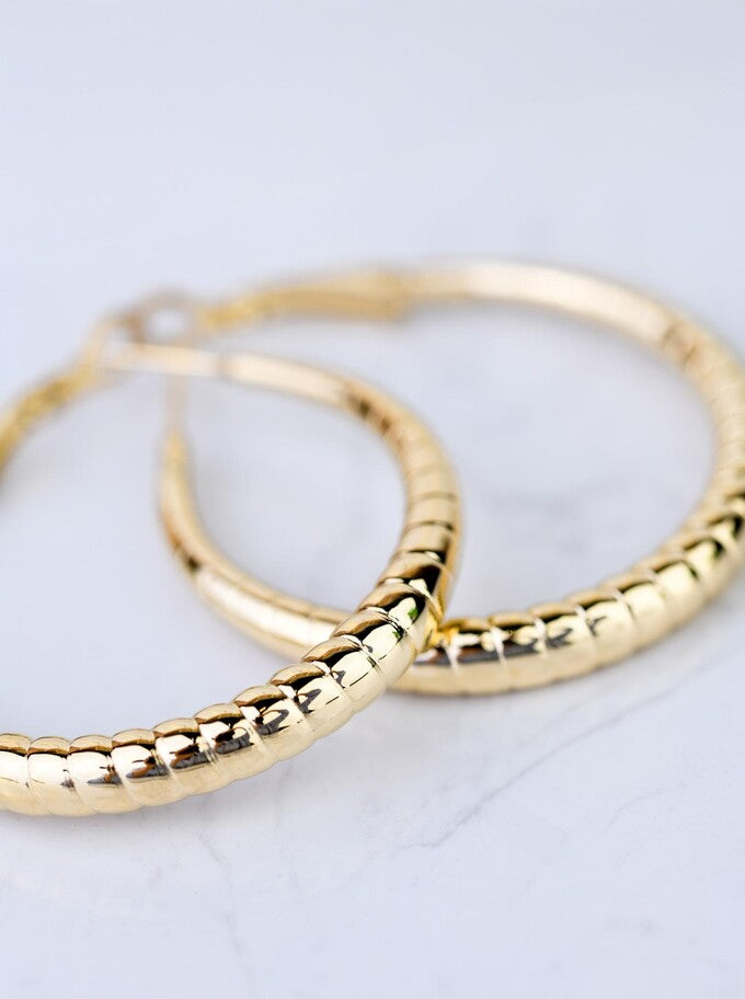 14K Gold Plated Twist Hoop Earrings