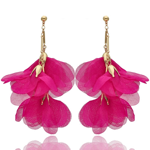 Pink Silk Flower Earrings