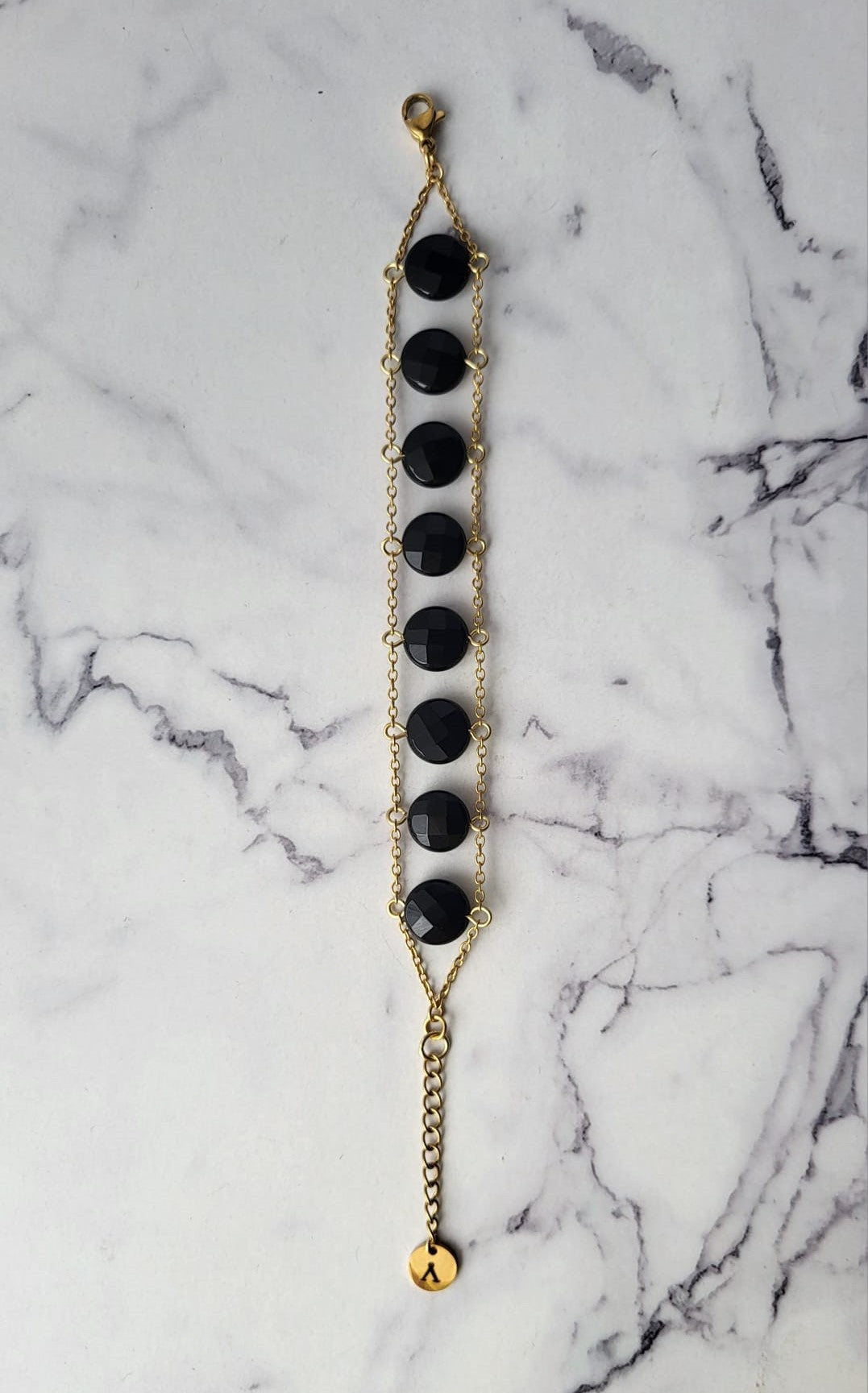 24k Gold Plated Elegance Black Onyx Bracelet