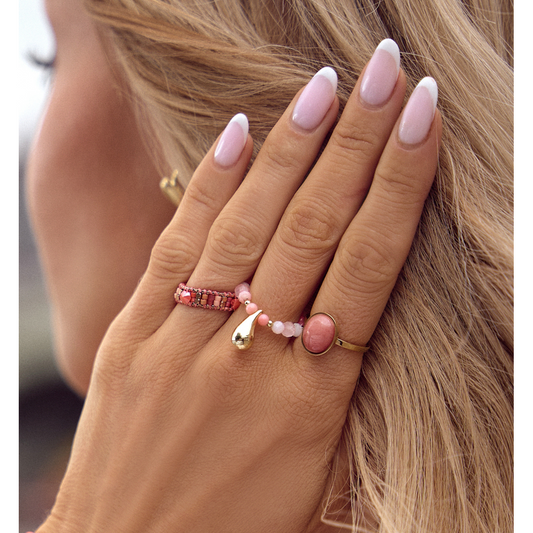 Pink Quartz Ring with Tear Drop Pendant Natures Tear