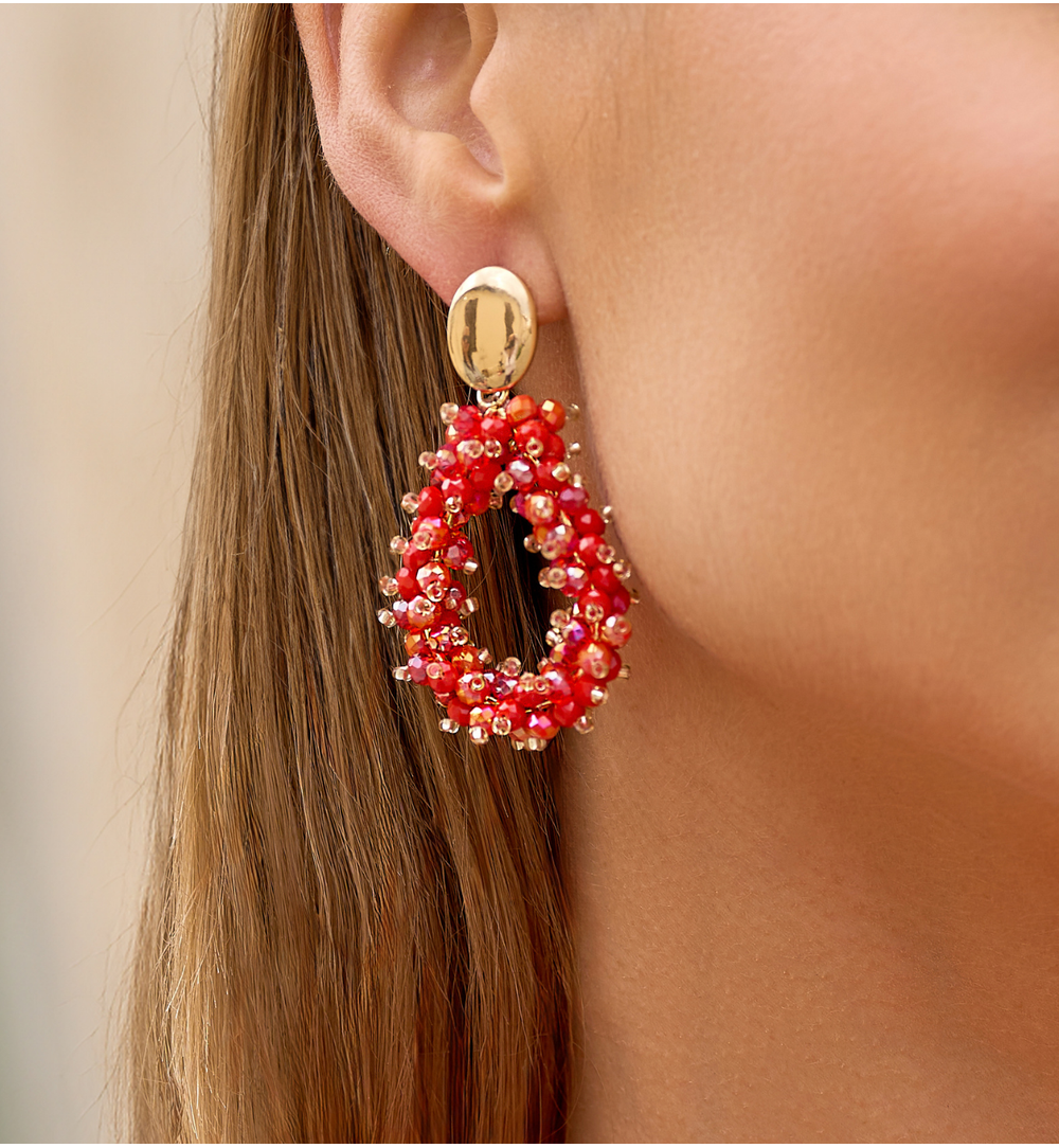 Luminous Red and Gold Crystal Earrings