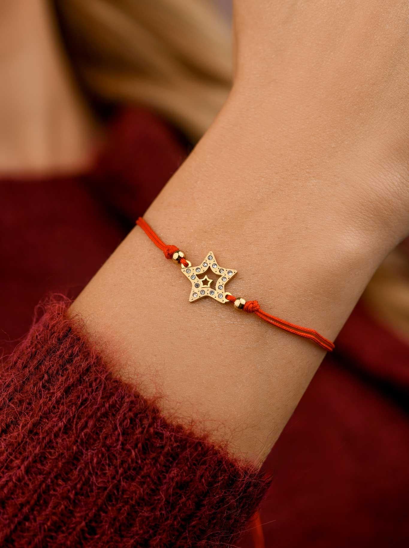 Red String Bracelet with Gold Plated Star