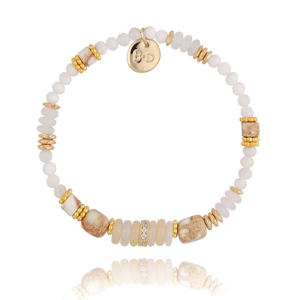 Moon and Jasper Stones Adjustable Bracelet