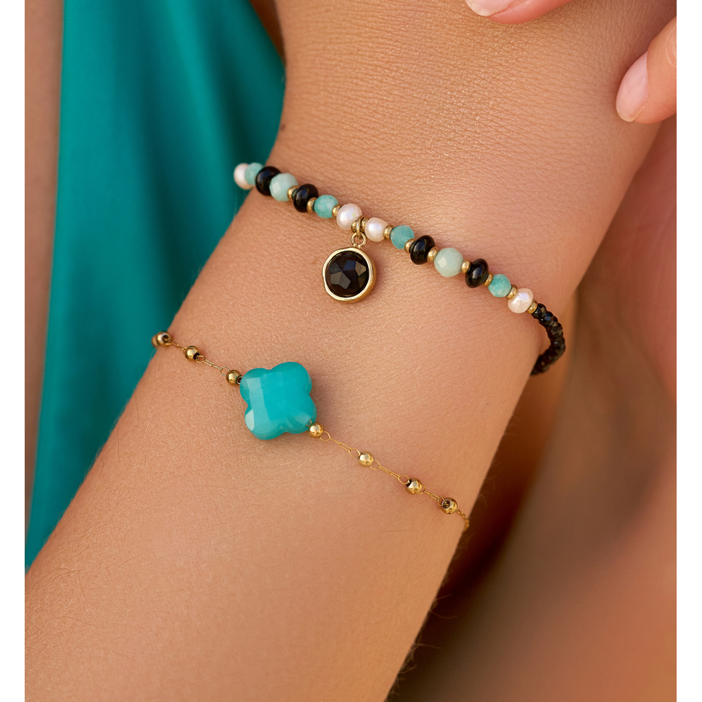 Black Tourmaline & Amazonit Stones Bracelet