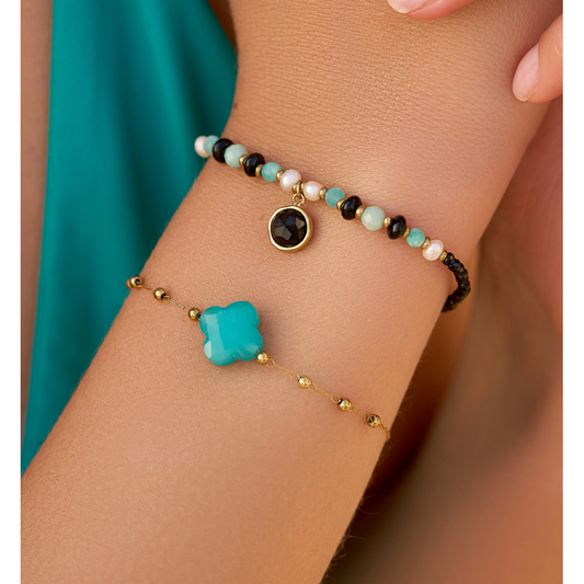 Black Tourmaline & Amazonit Stones Bracelet