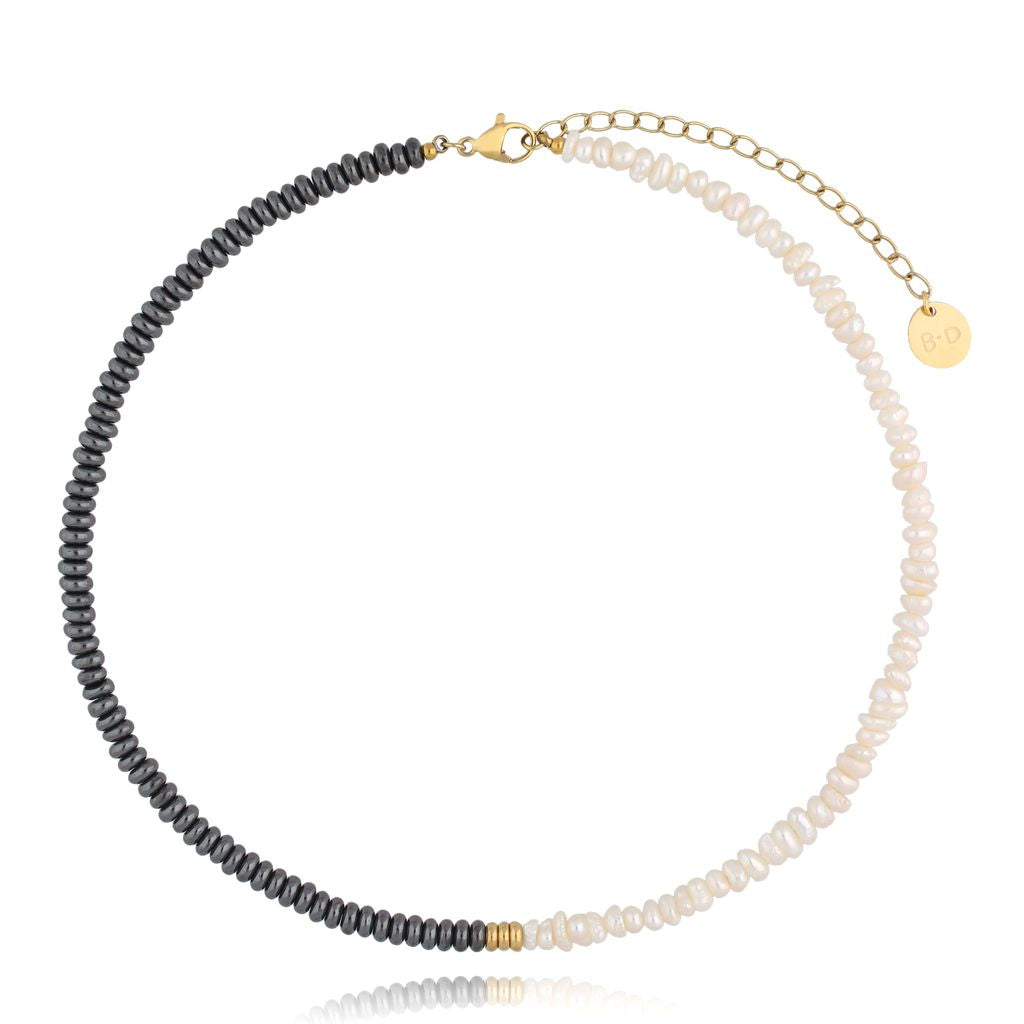 Gray Hematite and Pearls Necklace