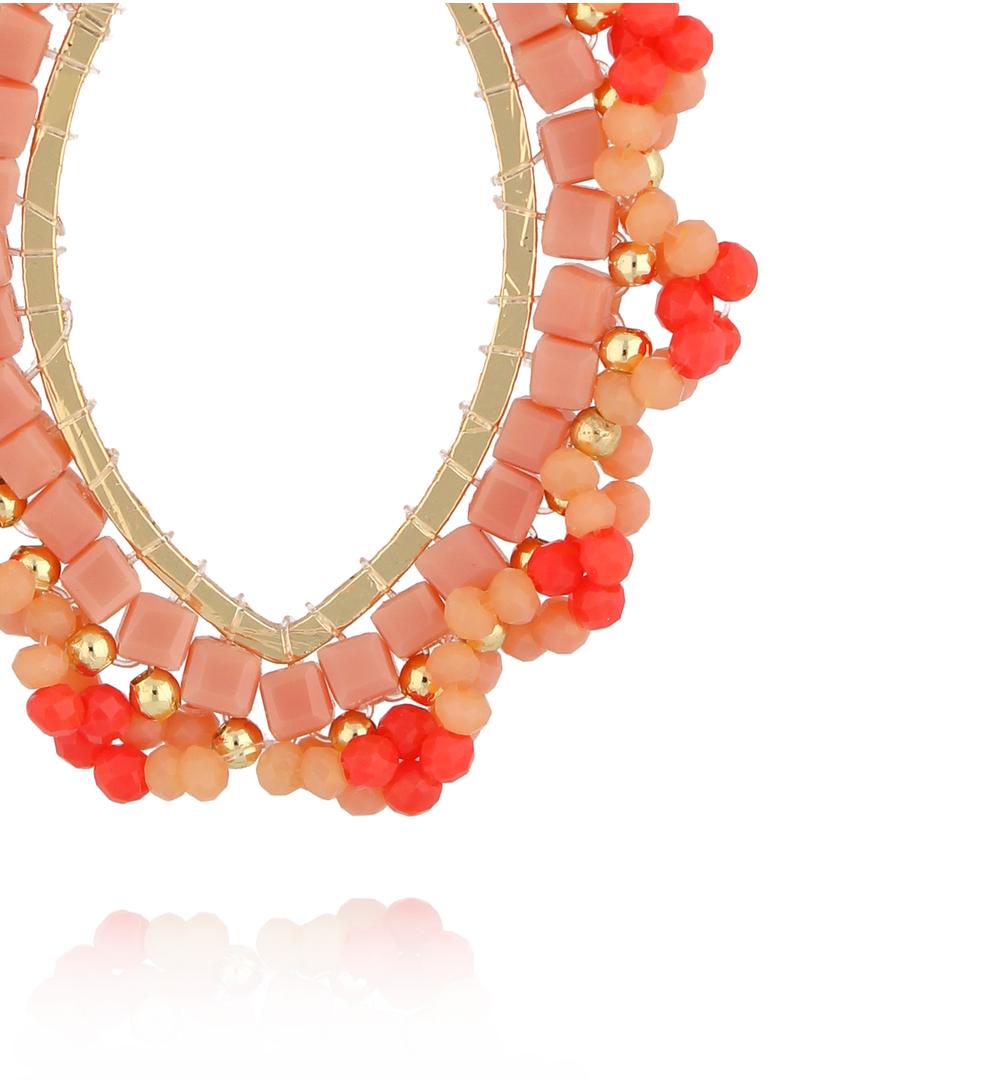 Coral and Peach Flower Crystal Earrings 0324