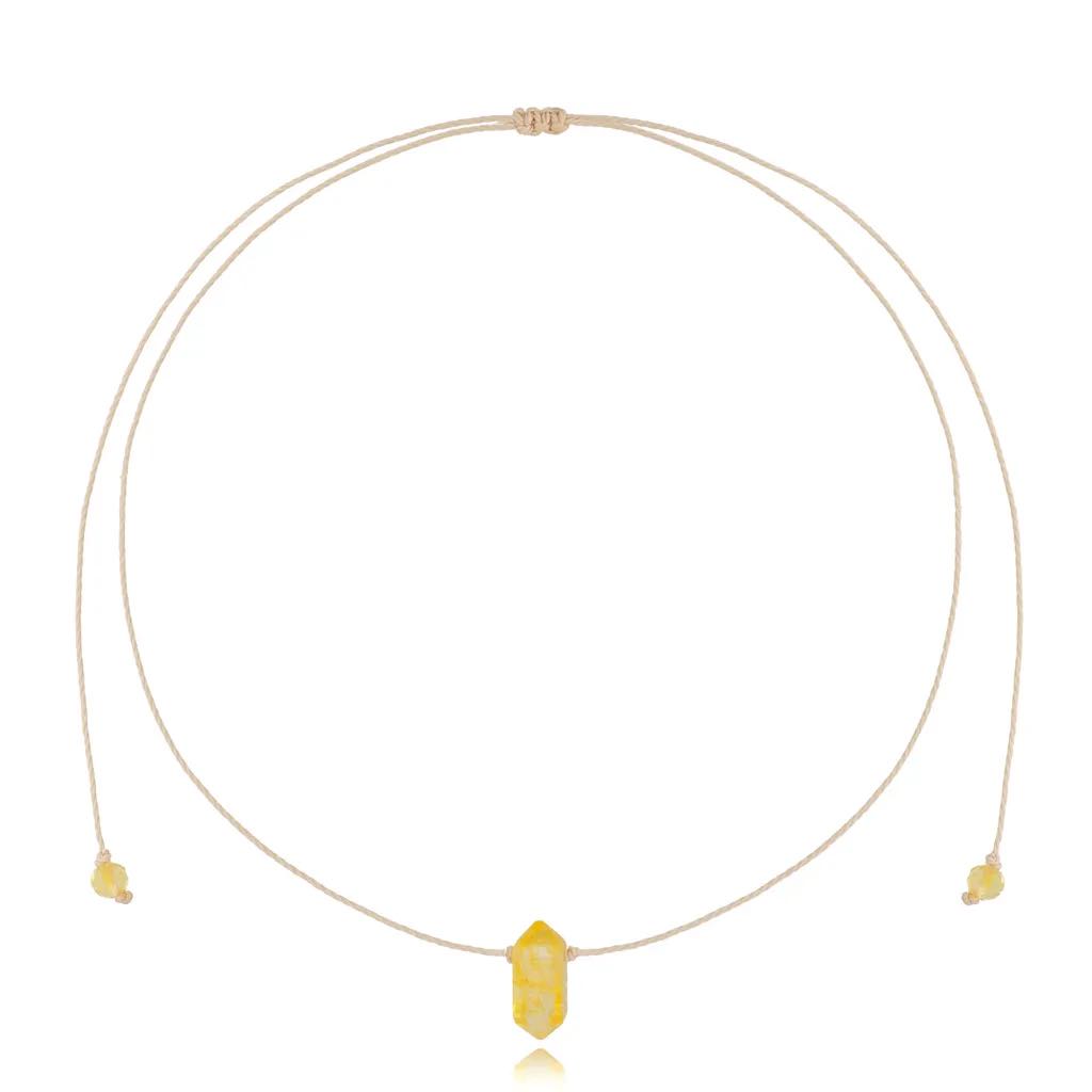 Self Adjusting Rope Necklace with Citrine Natural Stone