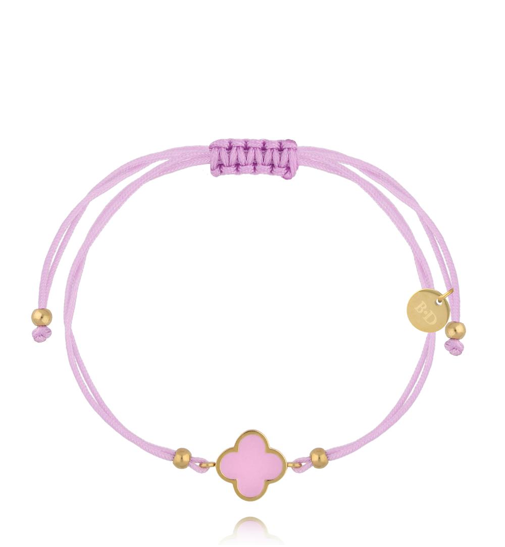 Lucky Purple String Bracelet with Gold Plated Purple Clover