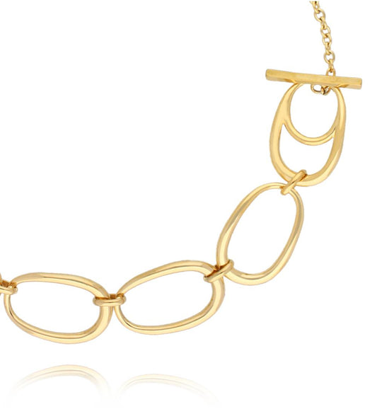 Gold Plated Simple Steel Oval Loop Chain Necklace