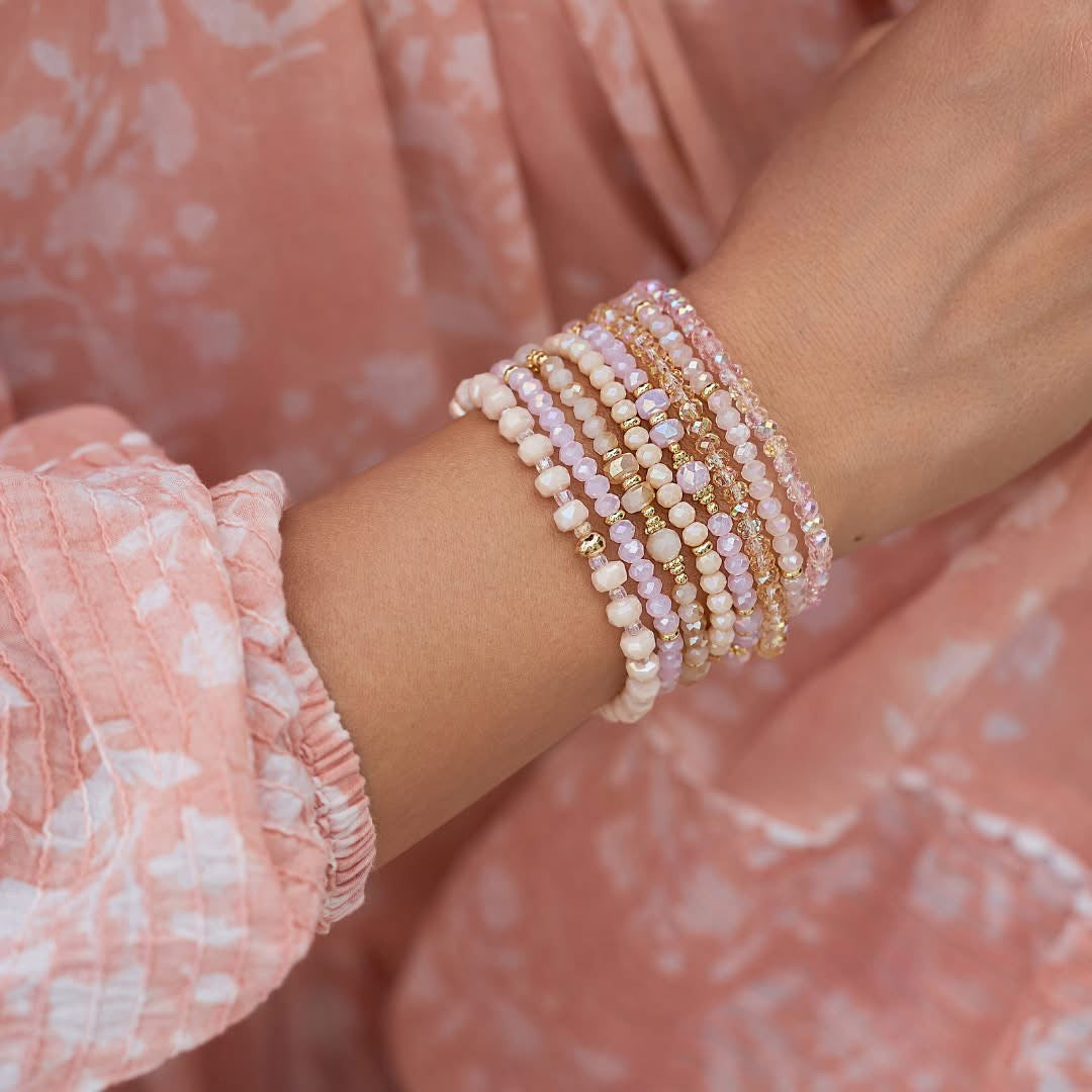 Light Pink Glass Crystals Bracelet 2043
