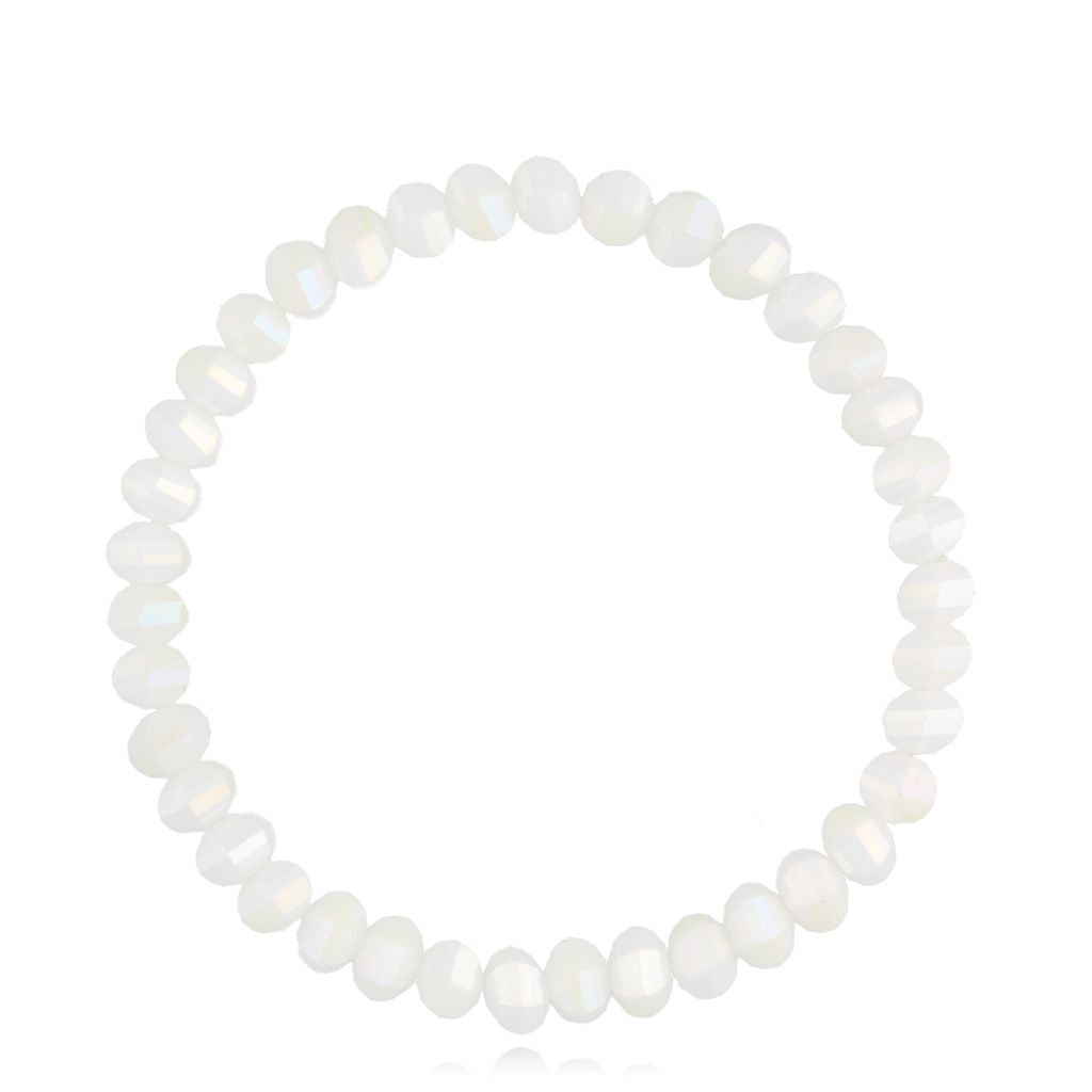 Milk White Faceted Glass Bracelet