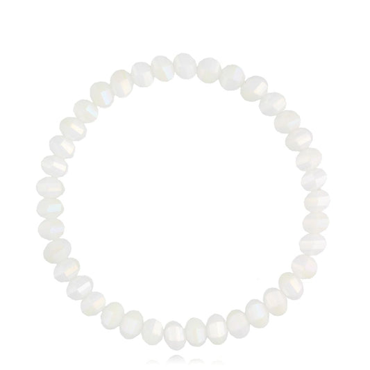 Milk White Faceted Glass Bracelet