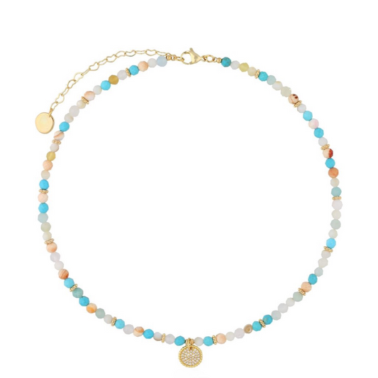Turquoise Necklace with Amazonite & Shell Natural Stones