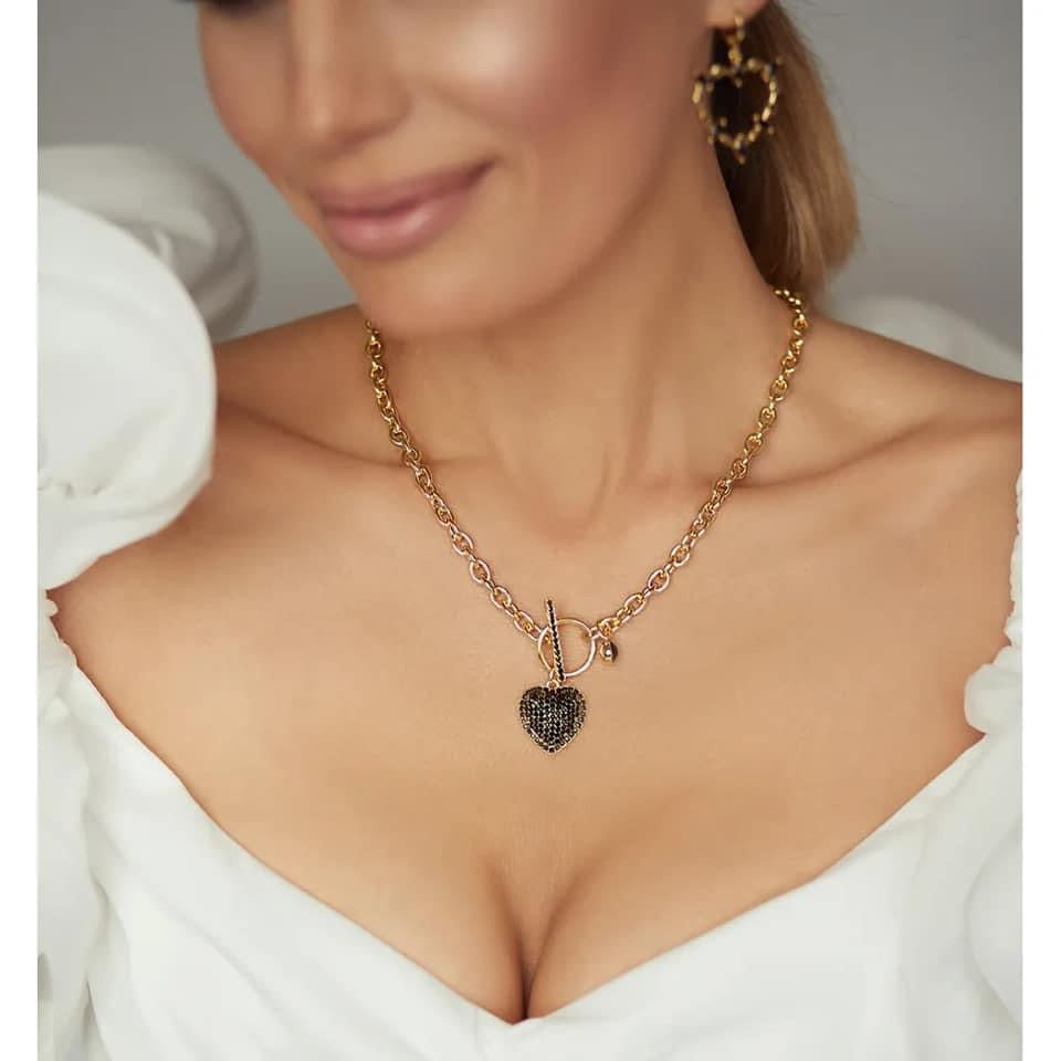 Black Zircon Heart Necklace