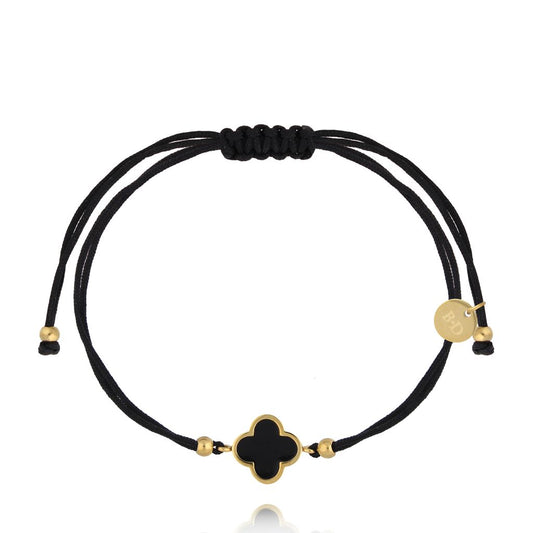 Gold Plated Black Clover String Bracelet Get Lucky