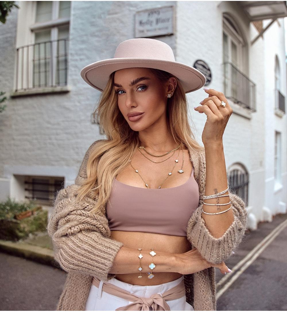 Gold Plated Bracelet with Small White Pearl Clovers