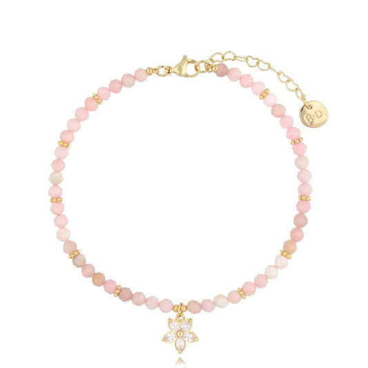 Pink Opal Stones Anklet with Pendant Flower Richmond