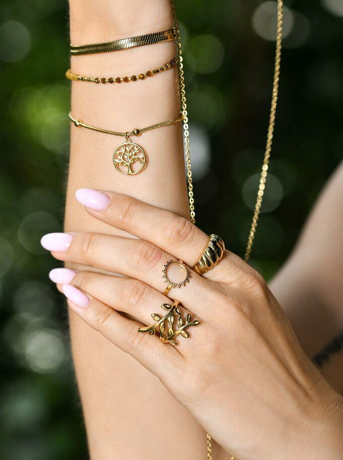 14k Gold Plated Self Adjustable Ring Sun