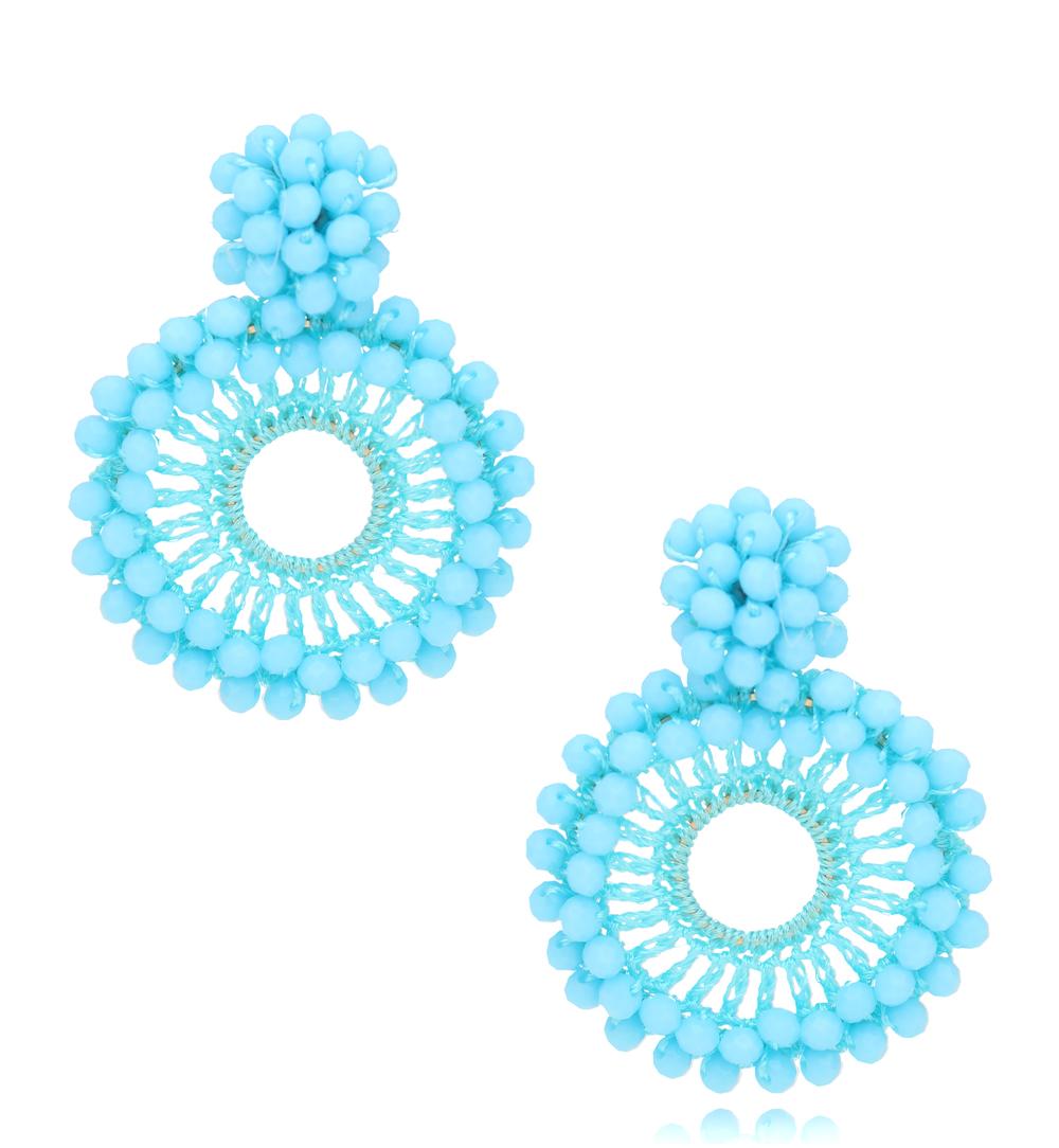 Luminous Baby Blue Glass Crystal Earrings 0024