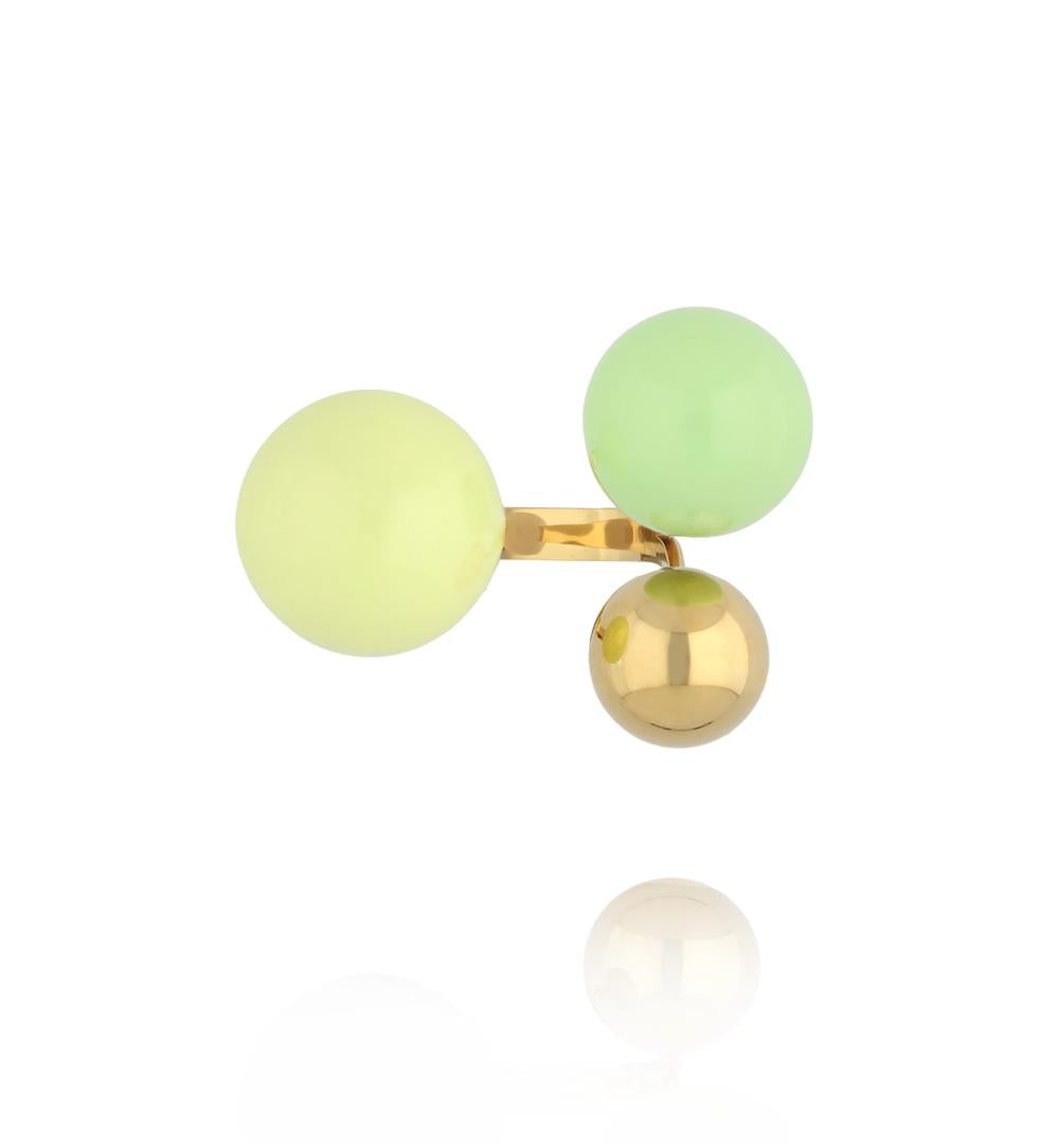 Steel and Shine Enamel Lemon and Pistachio Ball Ring 1281