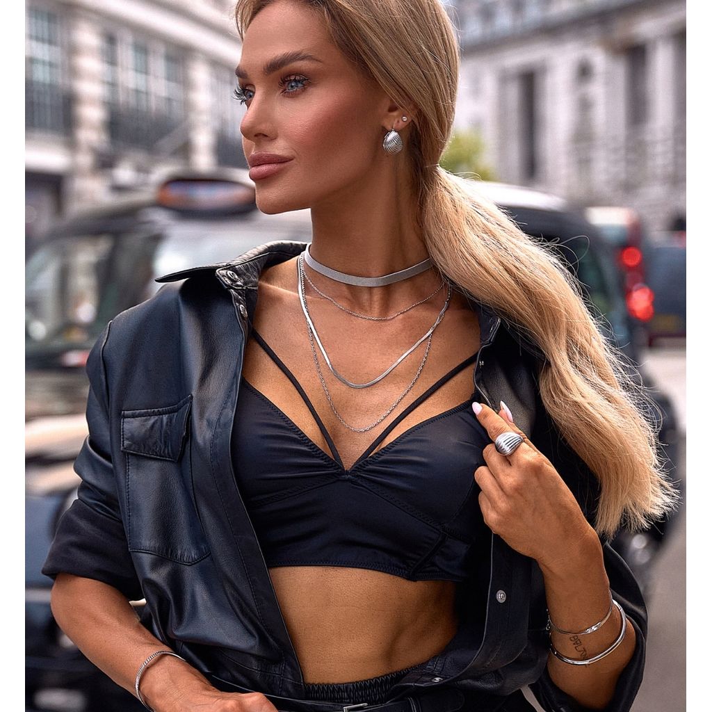 Silver Glamour Corrugated Earrings Metropolitan