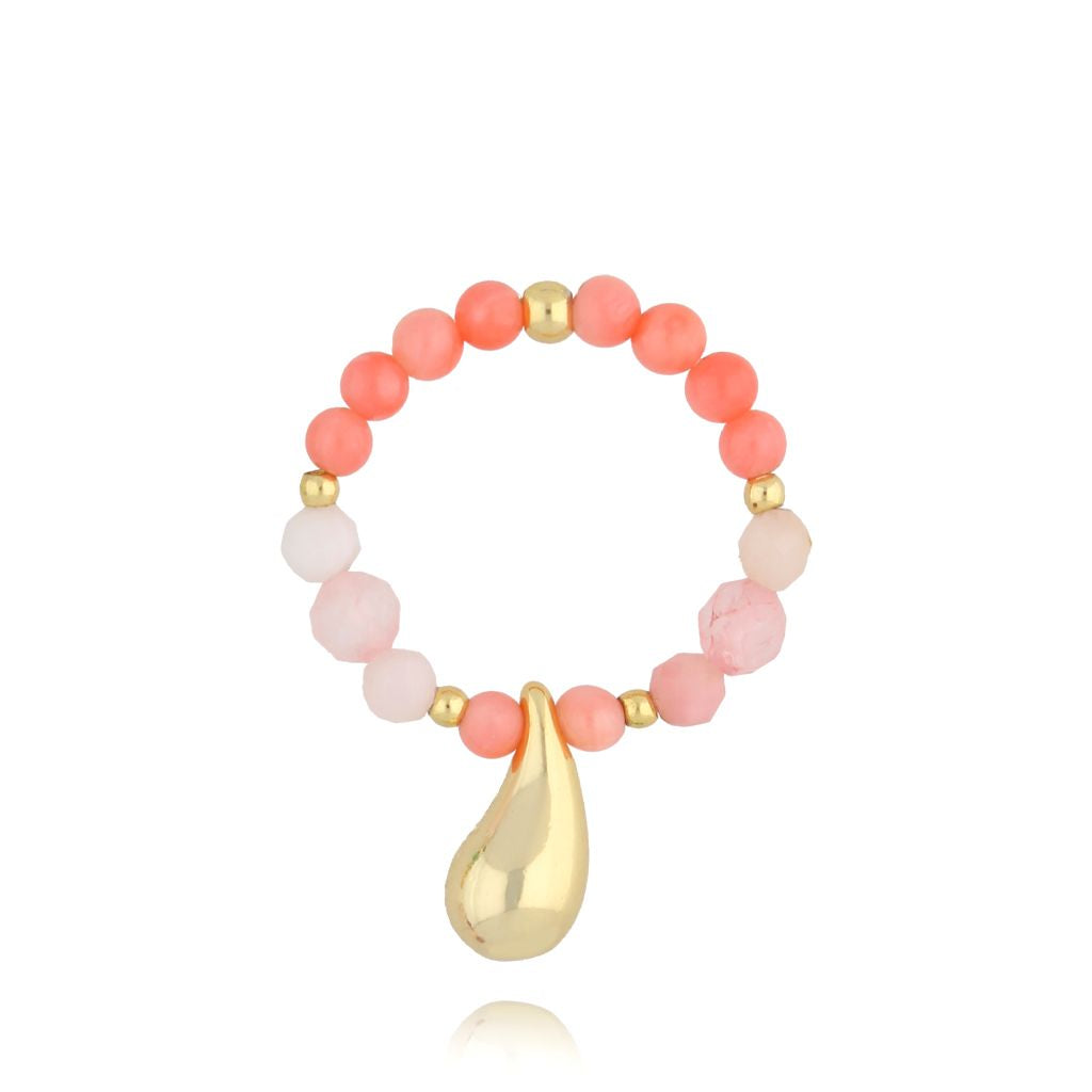 Pink Quartz Ring with Tear Drop Pendant Natures Tear