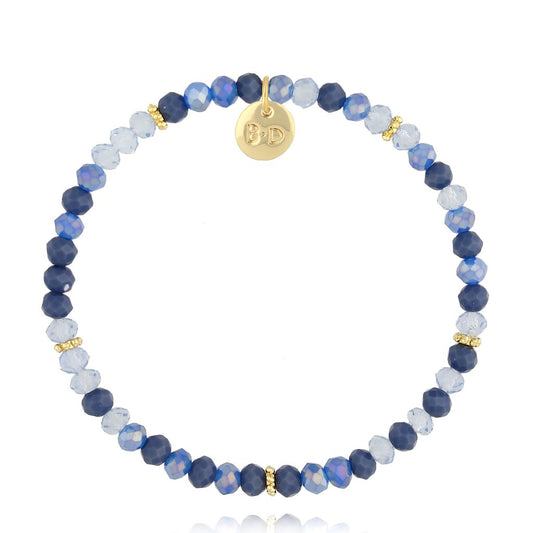 Dark and Light Blue Glass Crystals Bracelet 0385