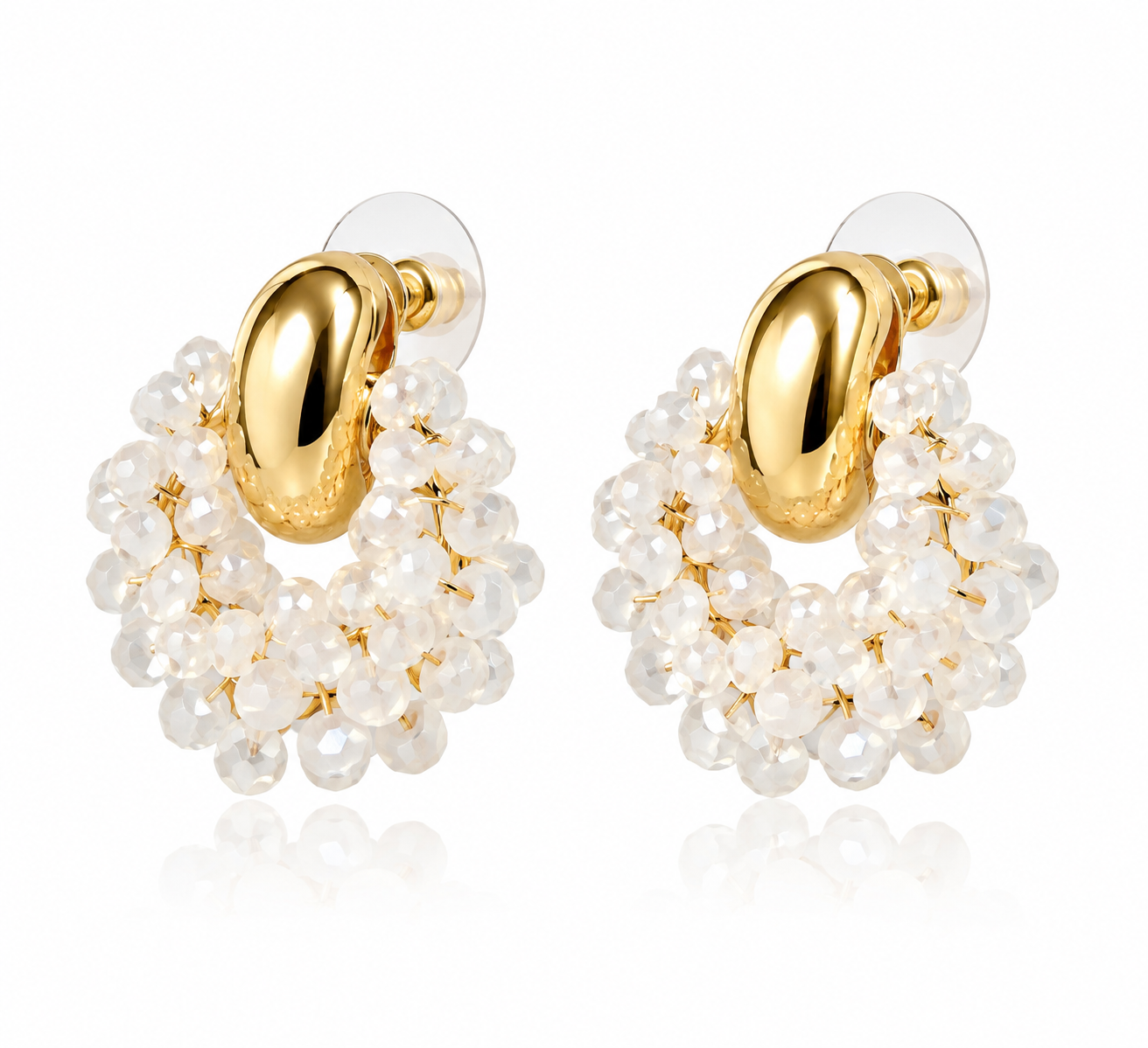 Transparent White Luminous Glass Crystal Earrings Weekend 0298