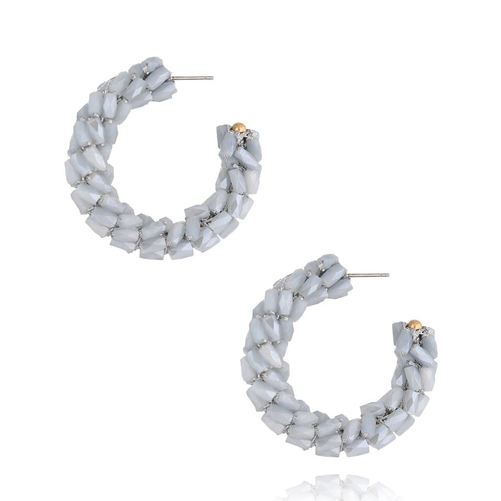 Gray Crystal Hoops Earrings Descansar