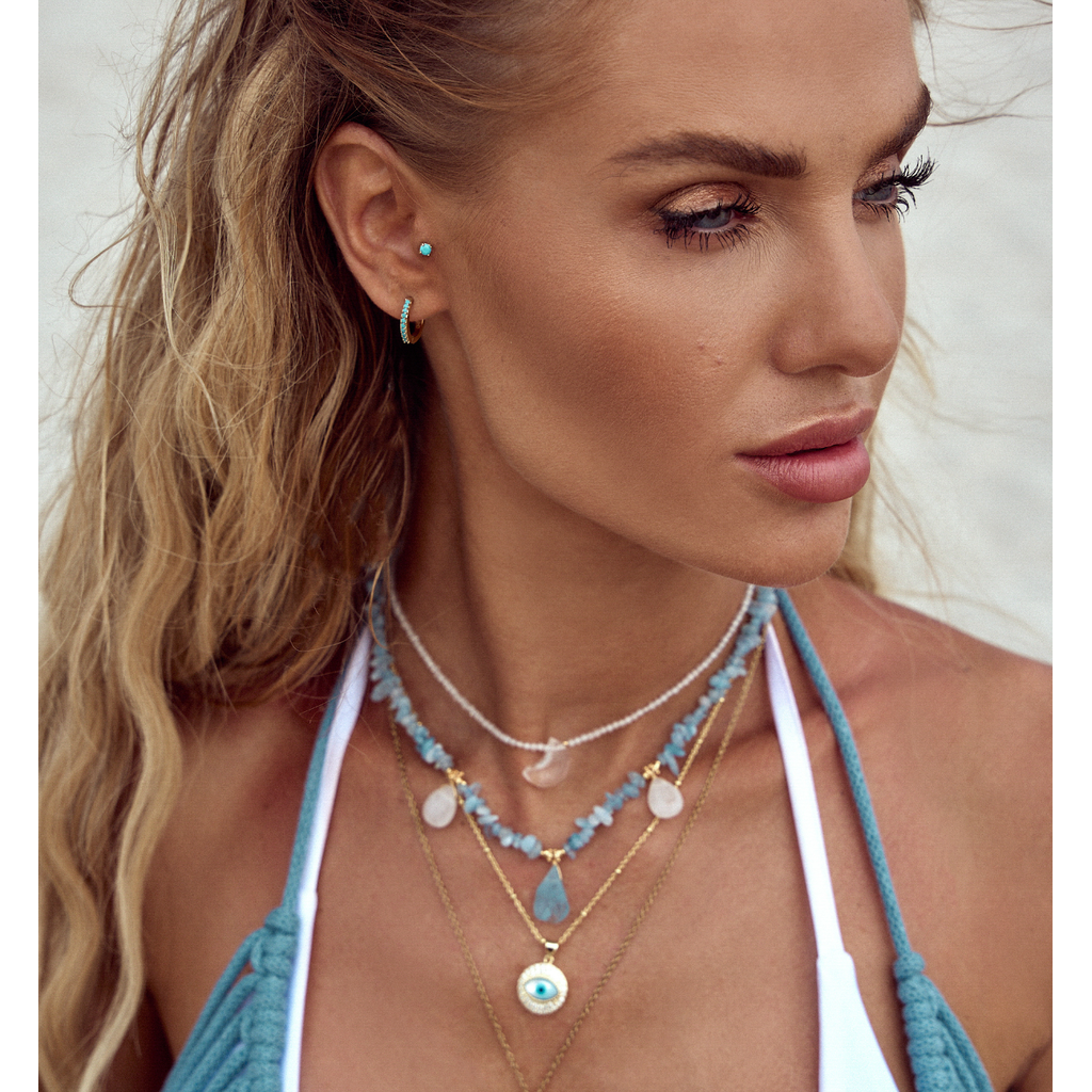 Sky Blue Aquamarine Stones Necklace