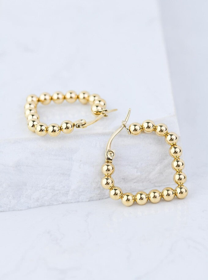 14k Gold Plated Geometric Gold Ball Earrings