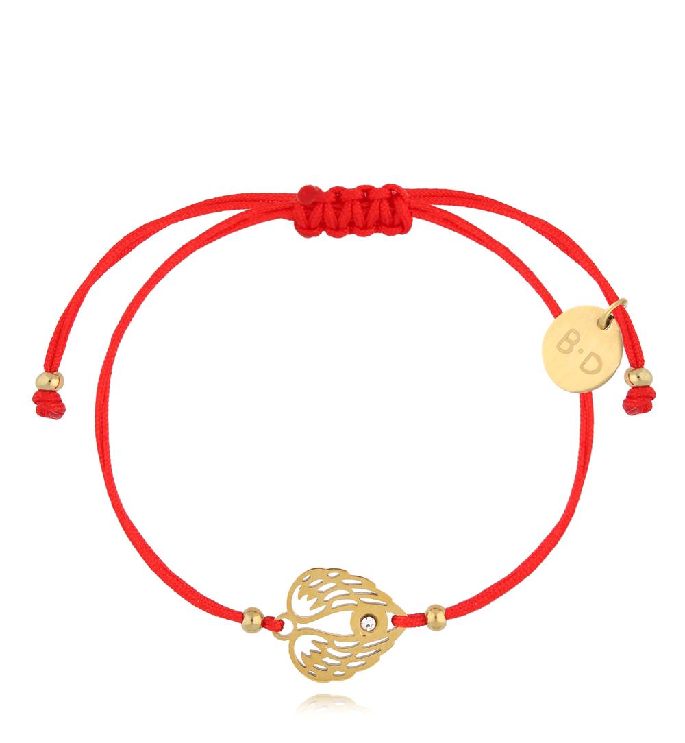 Red String Bracelet with Gold Plated Wings Ailes
