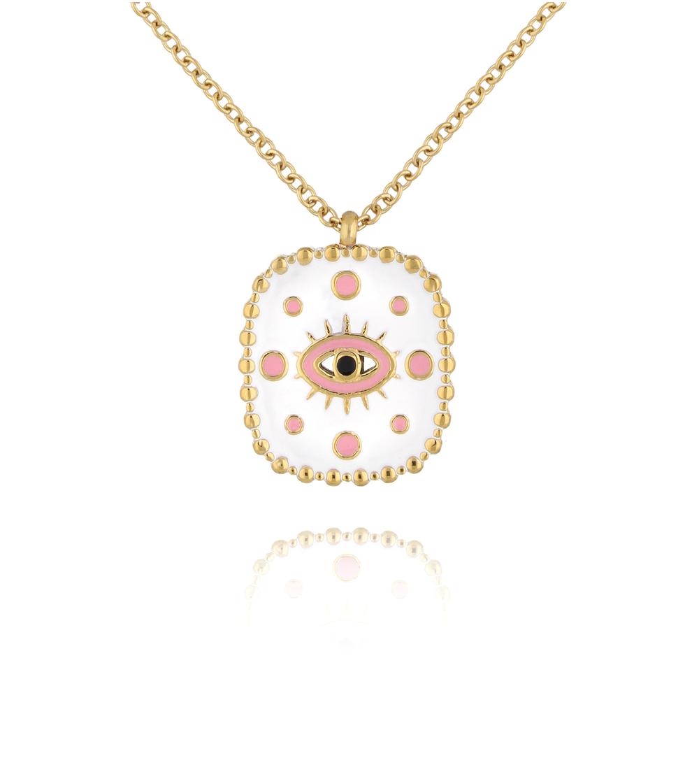 Gold Plated Necklace with Double Side Eye All Seeing Eye