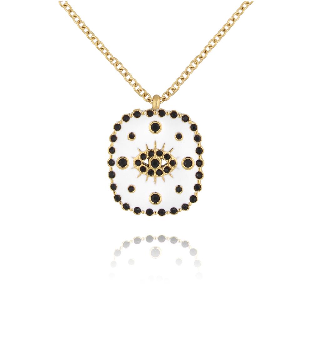Gold Plated Necklace with Double Side Eye All Seeing Eye