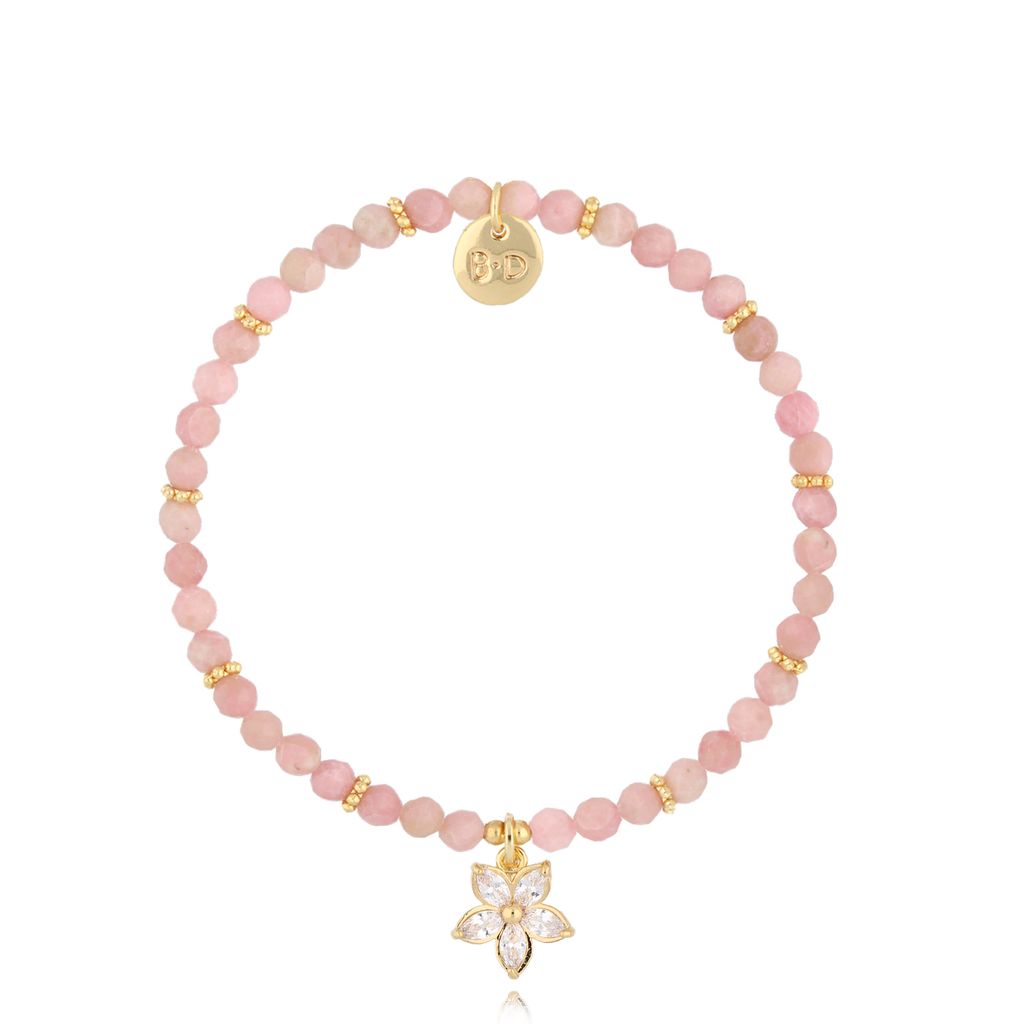 Pink Opal Stones Bracelet with Flower Pendant