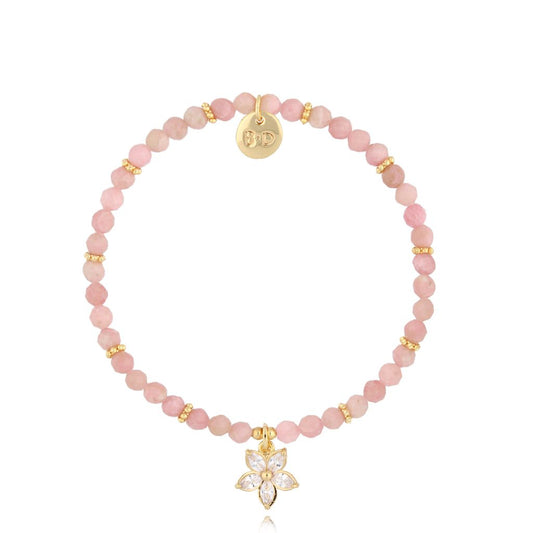 Pink Opal Stones Bracelet with Flower Pendant