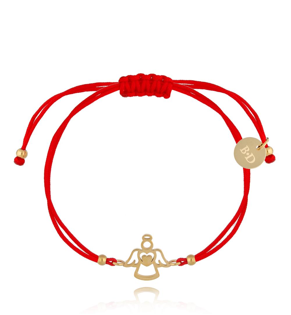 Double Red String Bracelet with Angel Ange 0776