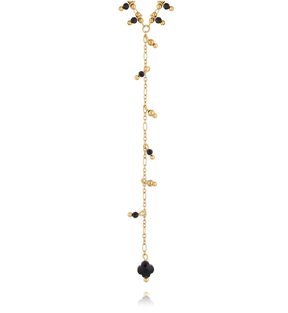 Gold Plated Black Crystals Y Necklace Fiore di Fortuna