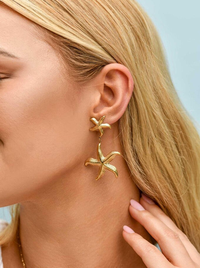 14k Gold Plated Starfish Earrings