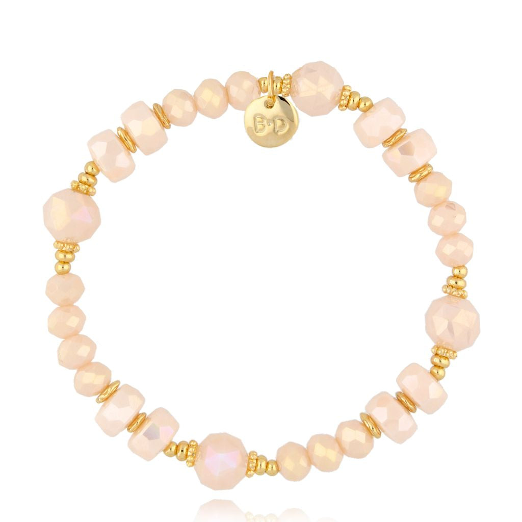 Elastic Clear Sky Cream Beige Crystals Bracelet