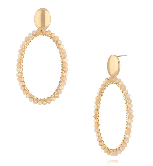 Beige Glass Crystal Earrings Weekend 0287