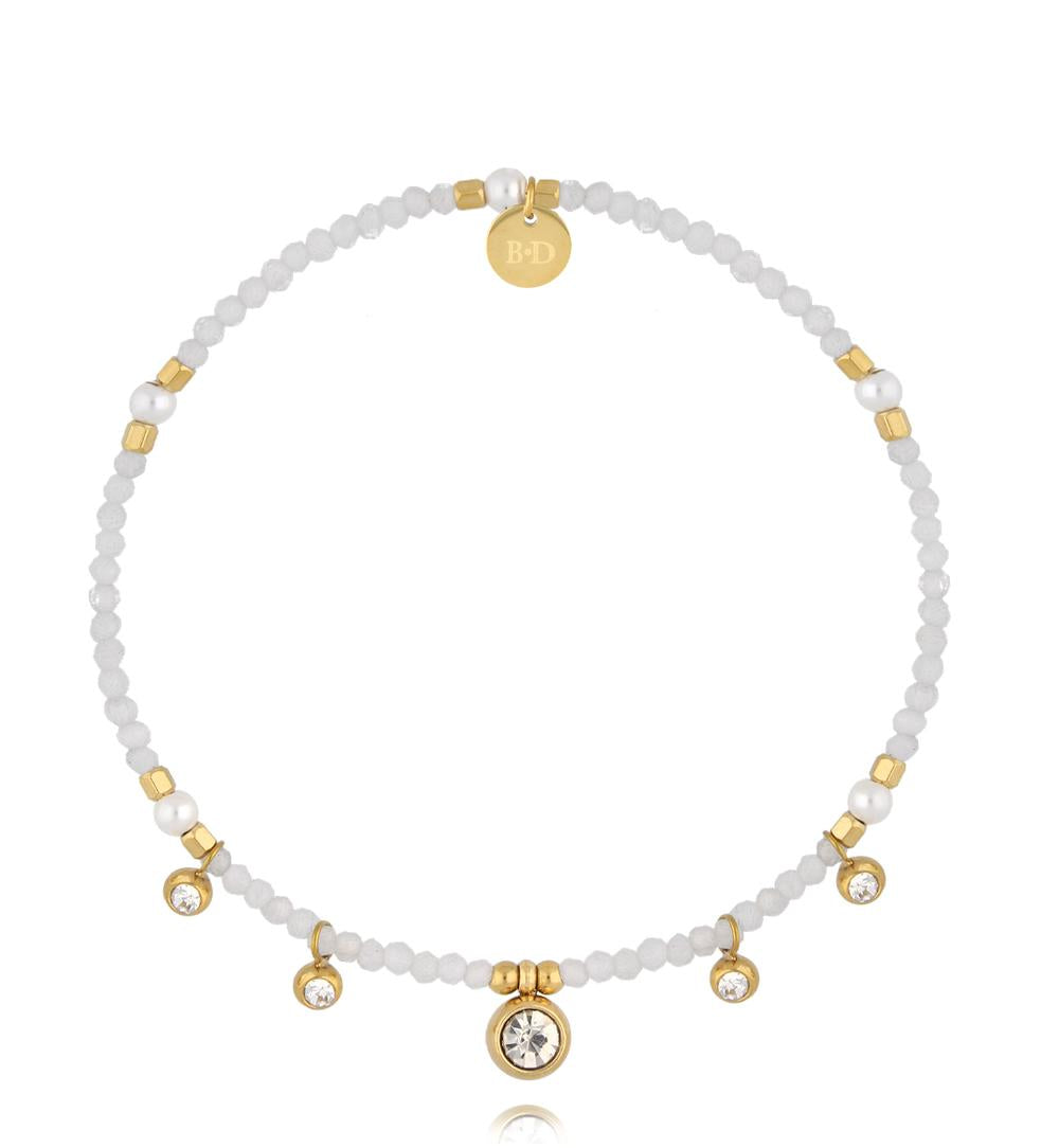 Gold Plated and Seashells Bracelet with Crystals