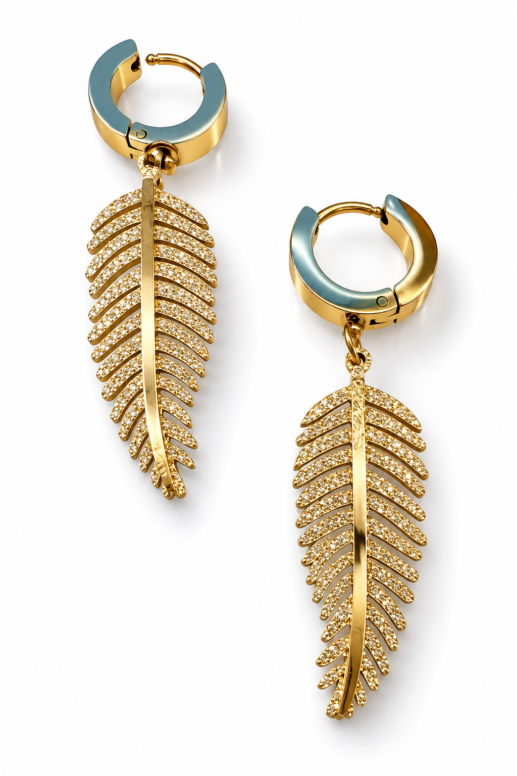 14k Gold Plated Shiny Leaf Earrings