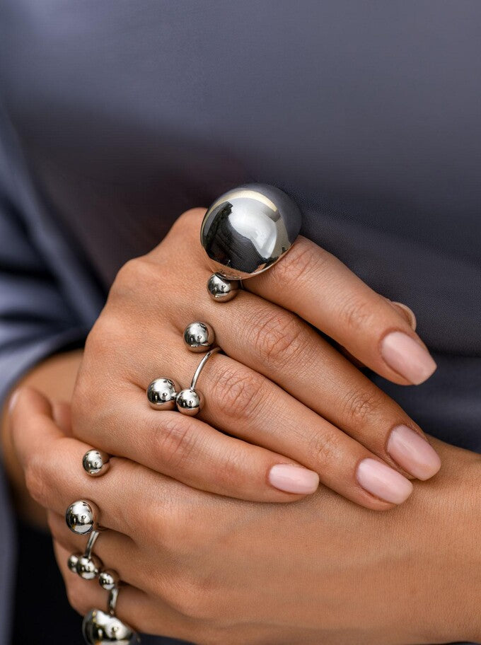 Silver Sphere Statement Ring