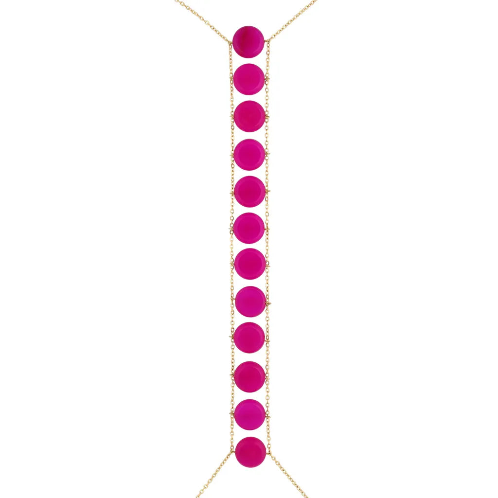 Fuchsia Body Chain & Necklace in Gold Trinidad
