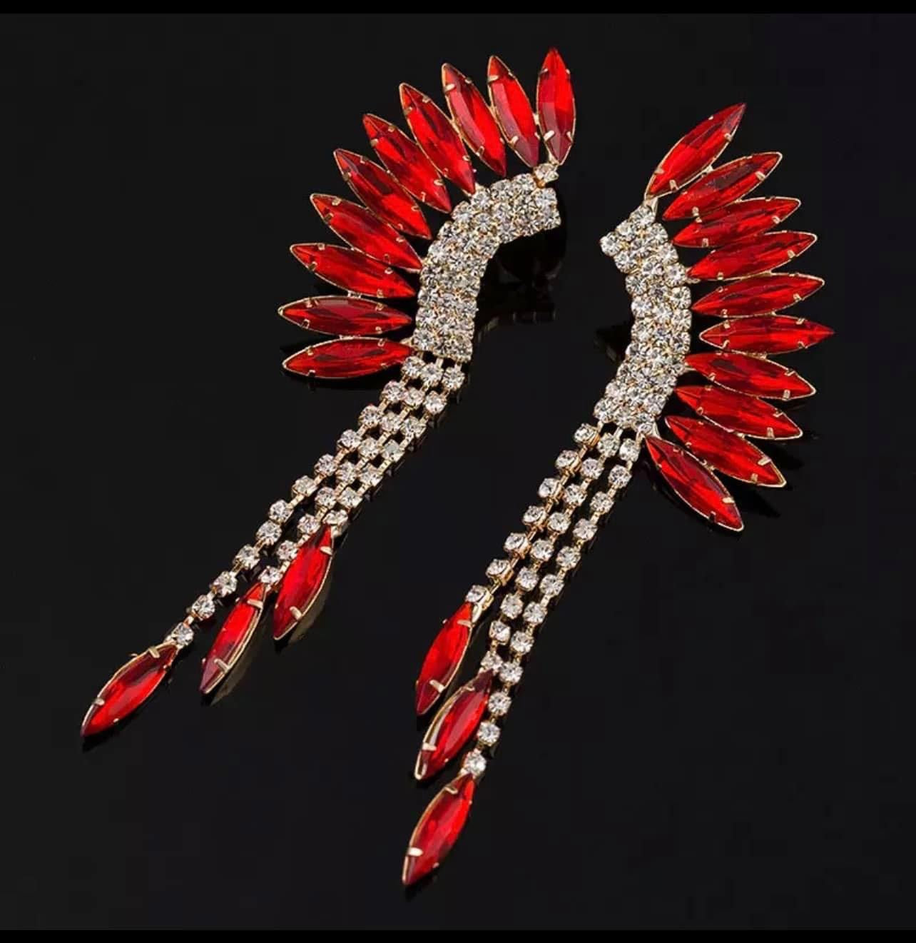 Red Brady Drop Crystal Earrings