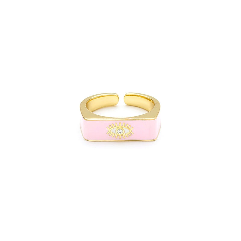 Adjustable Rectangular Pink Evil Eye