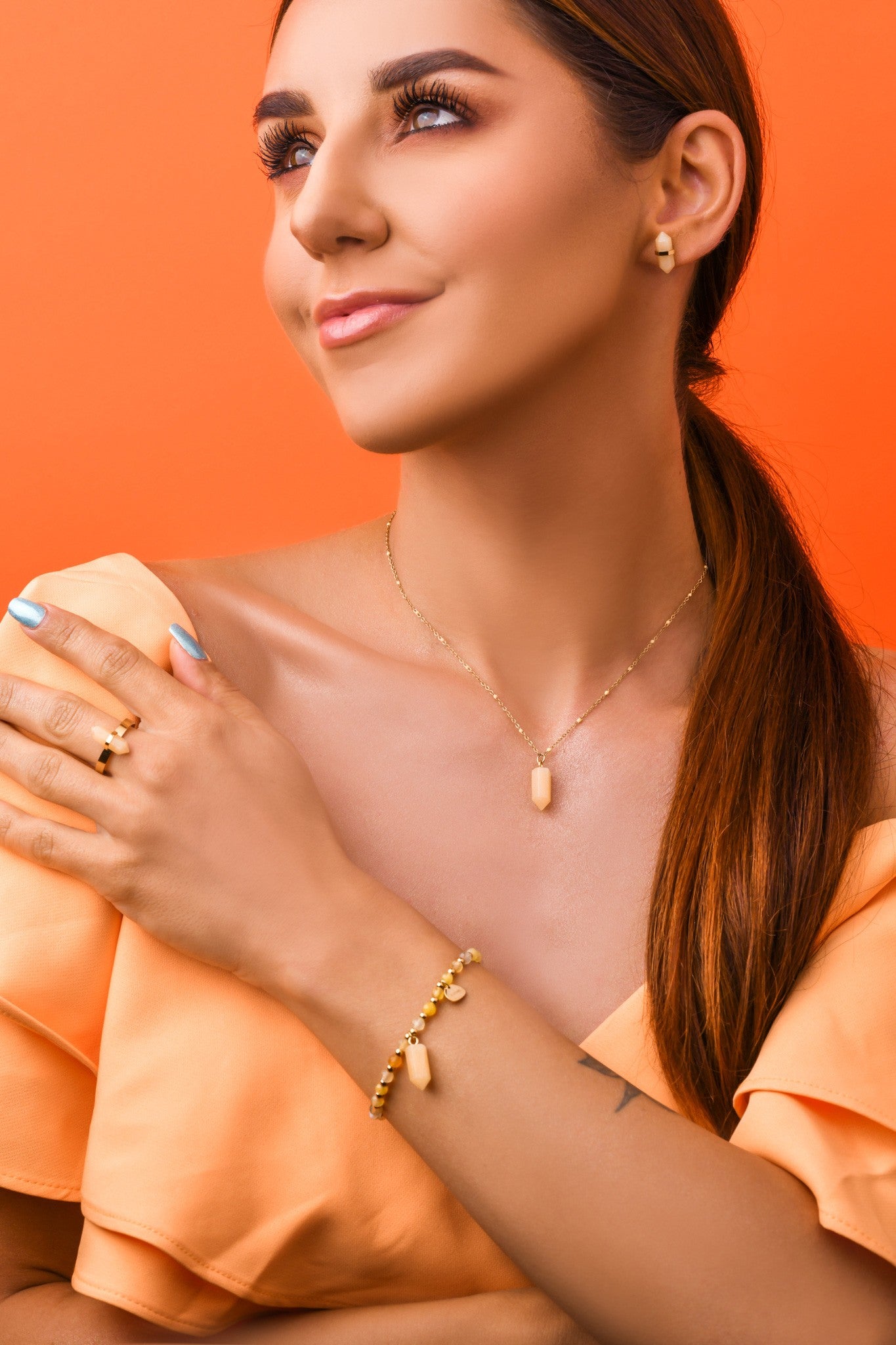 Gold Plated Citrine Natural Stone Bracelet