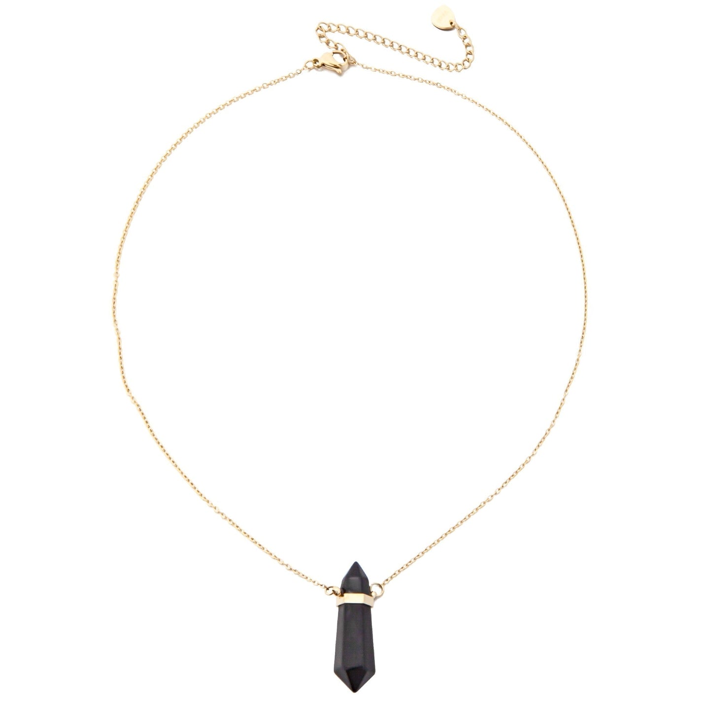 14k Gold Plated Onyx Natural Stone Necklace